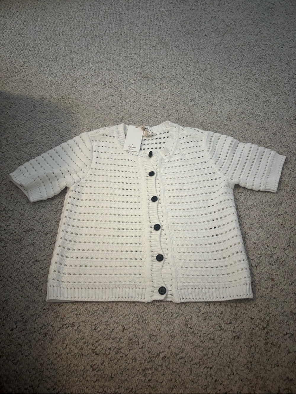 dylan Cream Openwork Crochet Cardigan